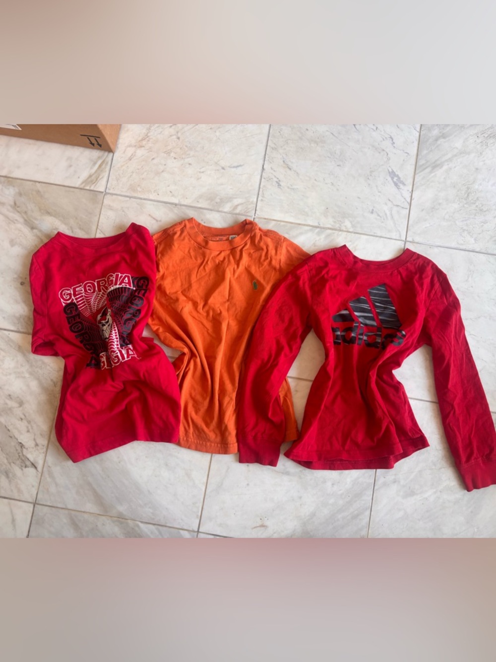 Ralph Lauren Kids Orange Long Sleeve Crewneck T-Shirt with Polo Pony